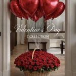 Valentine Grand Rose Basket with Balloons